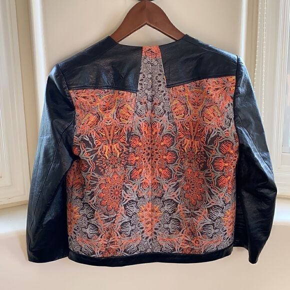 Helmut Lang Womens Leather Jacket With Fabric Trim - Picture 2 of 5